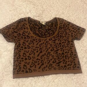 Bozzolo Brown Leopard Print Crop Top